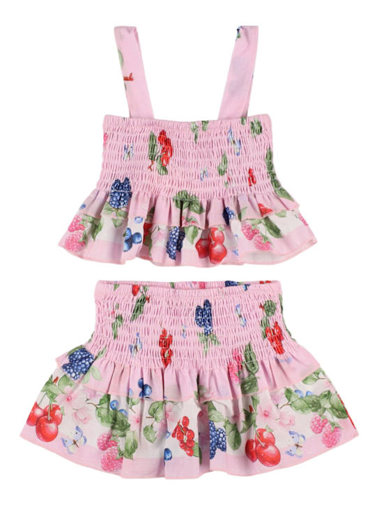 Monnalisa: モスリンコットントップ＆スカート - ピンク - kids-girls_0 | Luisa Via Roma