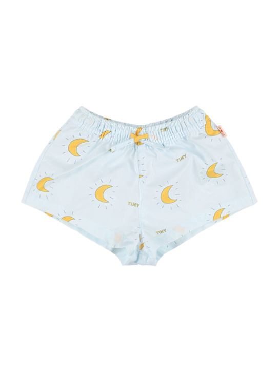 Tiny Cottons: Printed Lycra swim shorts - Light Blue - kids-boys_0 | Luisa Via Roma