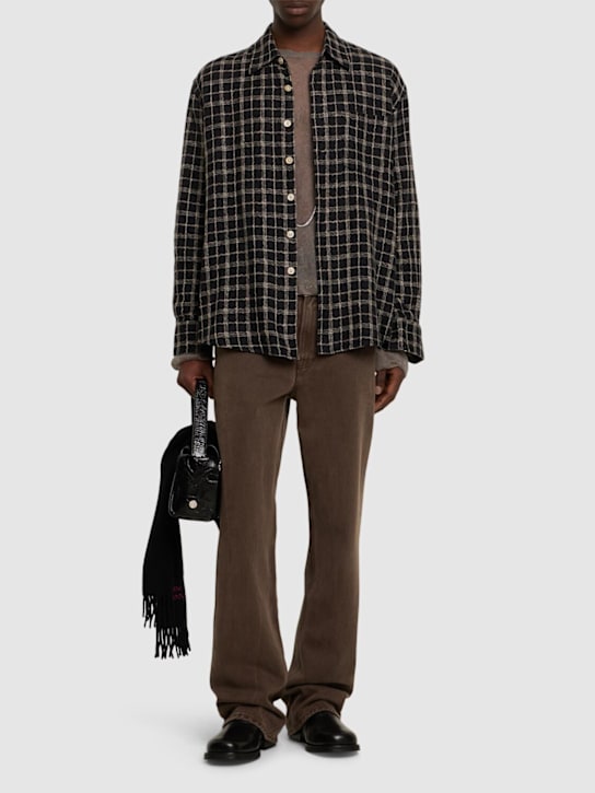 Our Legacy: Above plaid cotton & linen shirt - men_1 | Luisa Via Roma