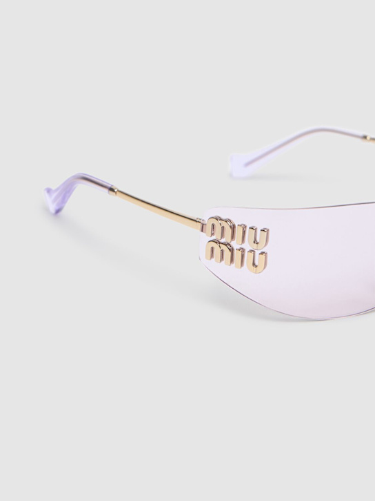 Miu Miu: Glimpse squared metal sunglasses - Gold/Pink - women_3 | Luisa Via Roma