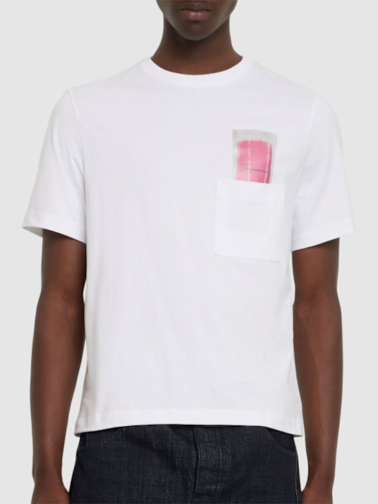 Jacquemus: Le t-shirt esquimau cotton t-shirt - White/Pink - men_2 | Luisa Via Roma