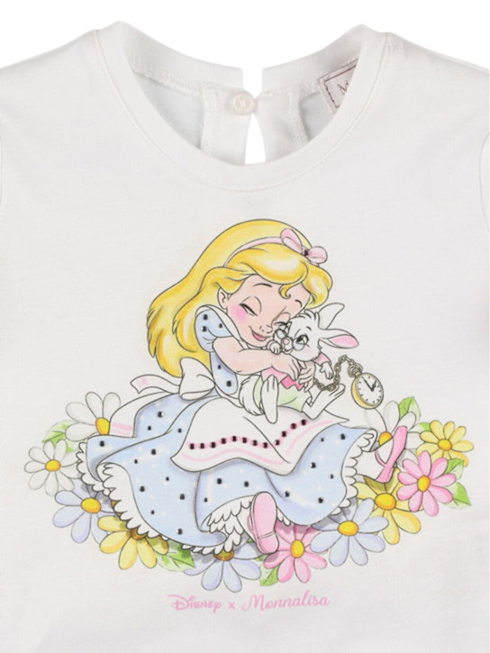 Monnalisa: T-shirt in tulle e jersey di cotone con stampa - Bianco - kids-girls_1 | Luisa Via Roma