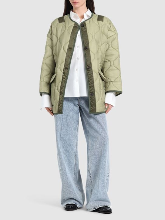 The Frankie Shop: Teddy quilted nylon jacket - Green - women_1 | Luisa Via Roma
