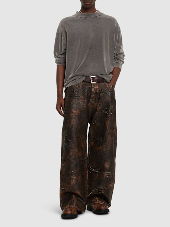 Acne Studios: Monogram涂层牛仔裤 - 棕色 - men_1 | Luisa Via Roma