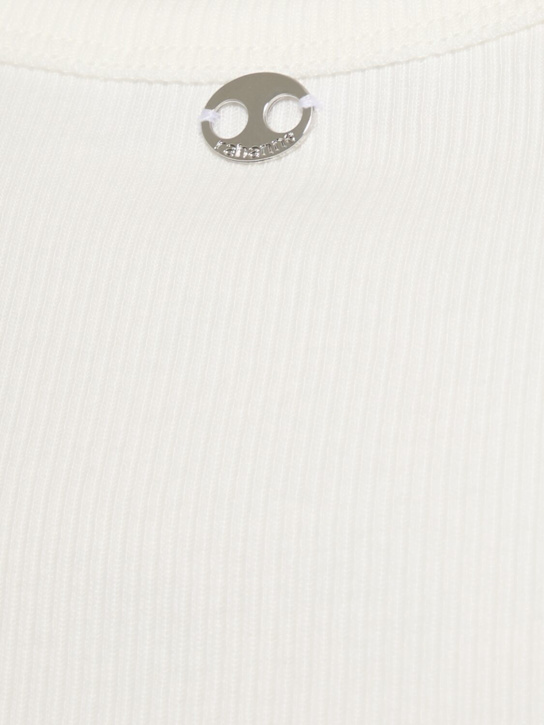 Rabanne: Ribbed cotton blend jersey tank top - White/Silver - women_4 | Luisa Via Roma