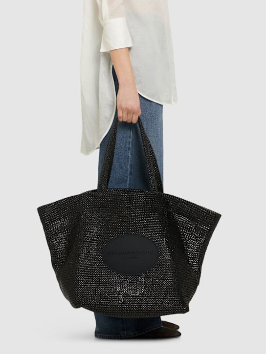 Alexander Wang: XL Punch raffia effect tote bag - Black - women_1 | Luisa Via Roma