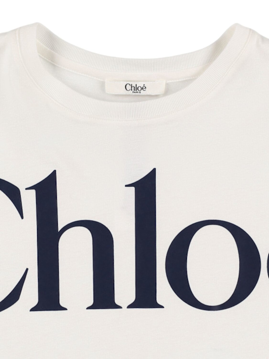 Chloé: コットンジャージークロップドTシャツ - kids-girls_1 | Luisa Via Roma