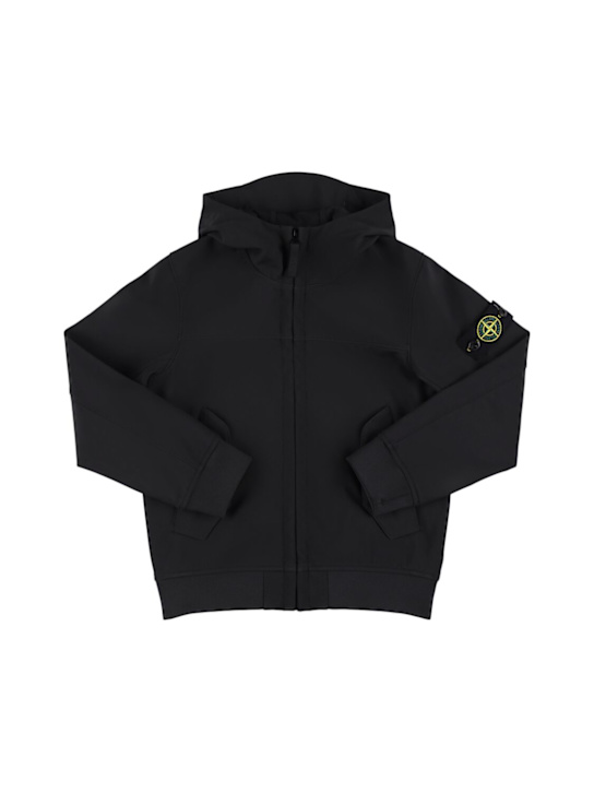 Stone Island Junior: フーデッドナイロンウインドブレーカー - ブラック - kids-boys_0 | Luisa Via Roma