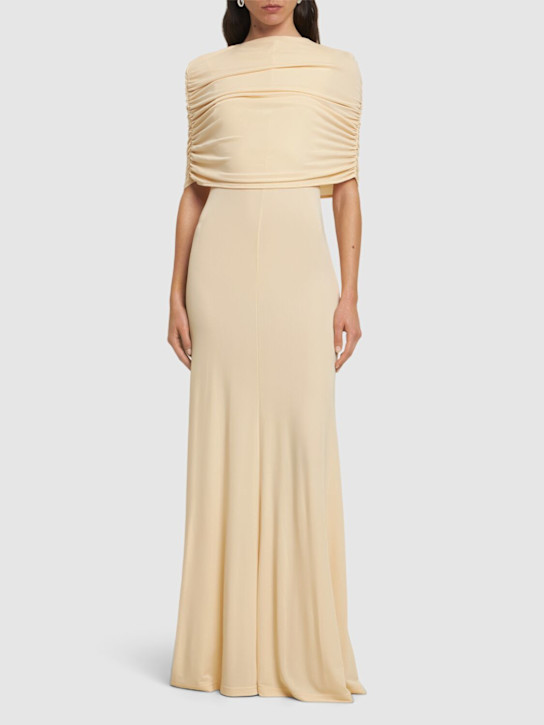 ESSE Studios: Bonachi ドレープケープロングドレス - ベージュ - women_1 | Luisa Via Roma