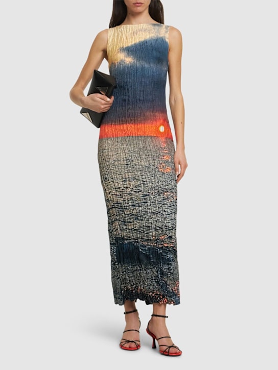 Printed silk twill midi dress - Thumbnail 2