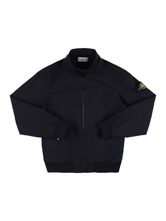 Stone Island Junior: Bomber in misto cotone - Blu - kids-boys_0 | Luisa Via Roma