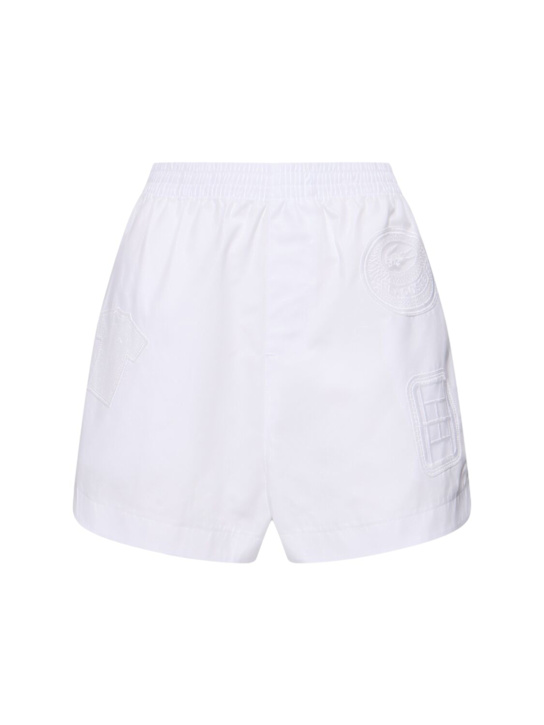 LACOSTE: Linette elastic waist cotton shorts - women_0 | Luisa Via Roma