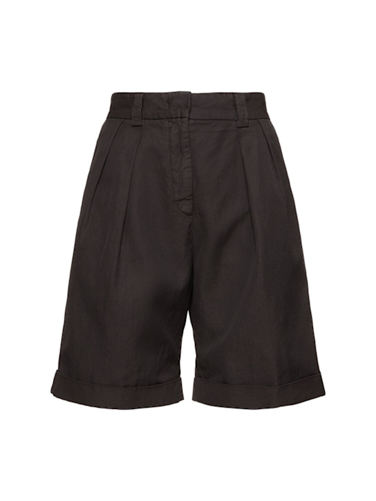 ASPESI: Cotton gabardine bermuda shorts - Brown - women_0 | Luisa Via Roma