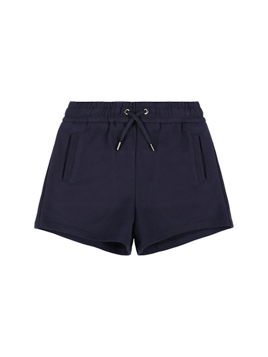 Chloé: Cotton French terry shorts - Blue - kids-girls_0 | Luisa Via Roma