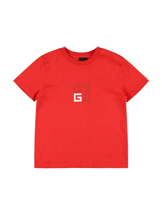 Givenchy: T-shirt in jersey di cotone stampato - Rosso - kids-girls_0 | Luisa Via Roma