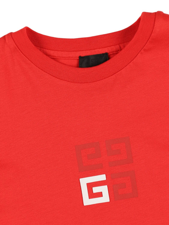 Givenchy: T-shirt in jersey di cotone stampato - Rosso - kids-girls_1 | Luisa Via Roma