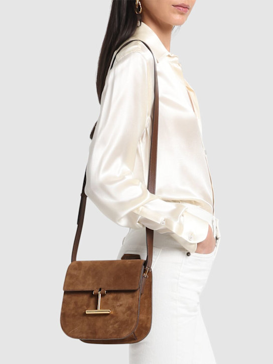 Tom Ford: Borsa mini Tara in camoscio - Whisky - women_1 | Luisa Via Roma