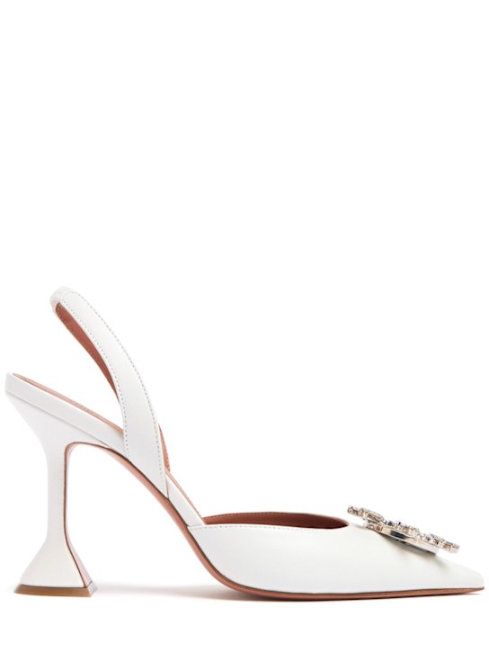 Amina Muaddi: 95mm Begum leather slingback pumps - women_0 | Luisa Via Roma