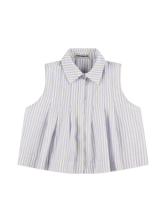 TANGERINE: Camicia in popeline di misto cotone plissé - kids-girls_0 | Luisa Via Roma