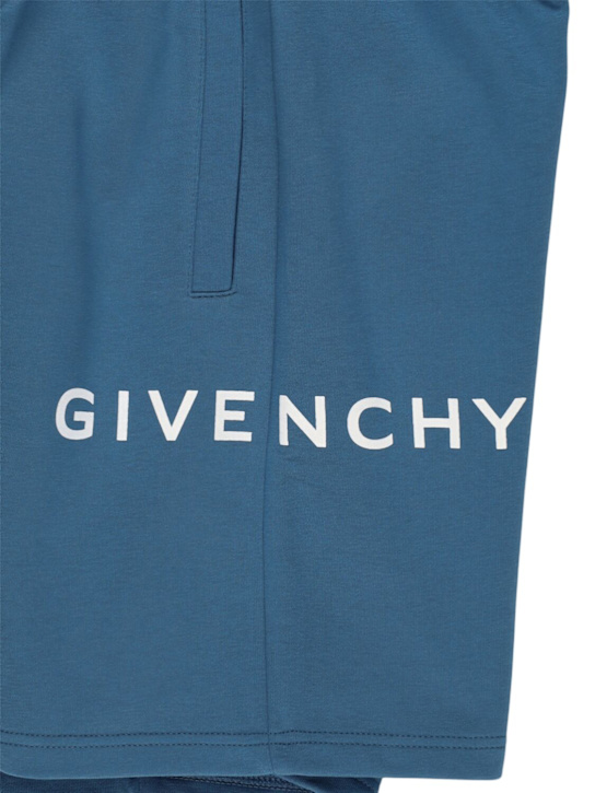 Givenchy: Cotton blend sweat shorts - Blue - kids-boys_1 | Luisa Via Roma