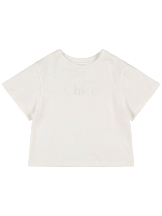 Chloé: コットンジャージーTシャツ - ホワイト - kids-girls_0 | Luisa Via Roma
