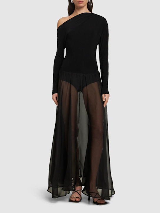 ESSE Studios: Aire jersey & tulle twist dress - Black - women_1 | Luisa Via Roma