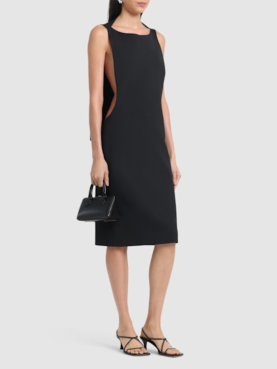 Coperni: Open back crepe midi dress w/cape - Black - women_1 | Luisa Via Roma