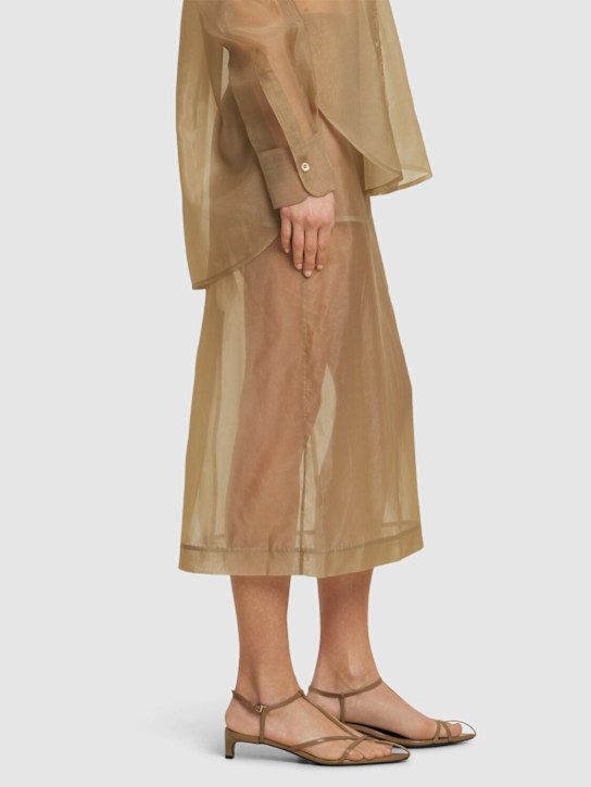 Jil Sander: 35毫米皮革T带凉鞋 - 深沙色 - women_1 | Luisa Via Roma