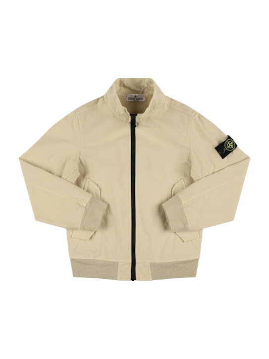 Stone Island Junior: Cotton blend bomber jacket - Beige - kids-boys_0 | Luisa Via Roma