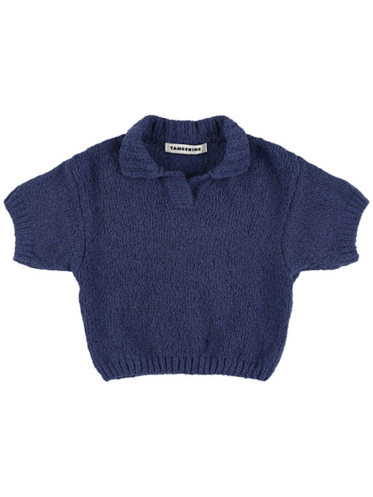 TANGERINE: Polo in misto cotone bouclé - Blu Scuro - kids-girls_0 | Luisa Via Roma