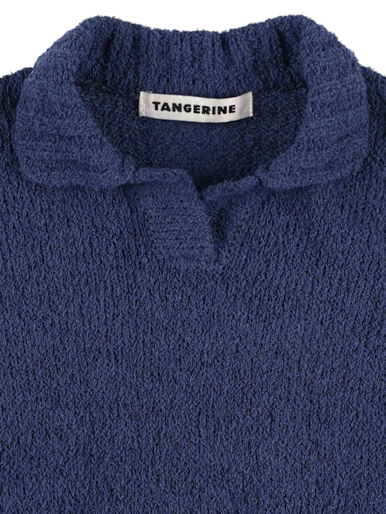 TANGERINE: Polo in misto cotone bouclé - Blu Scuro - kids-girls_1 | Luisa Via Roma