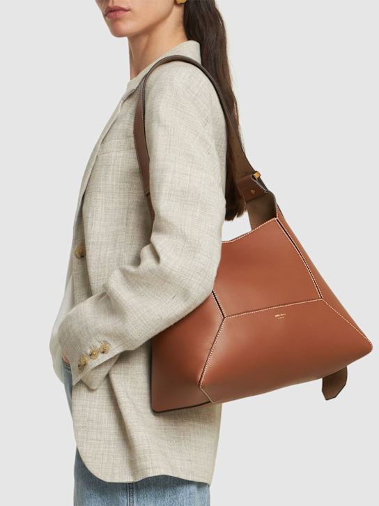 Jimmy Choo: Medium Diamond soft shiny leather bag - Tan/Ecru - women_1 | Luisa Via Roma