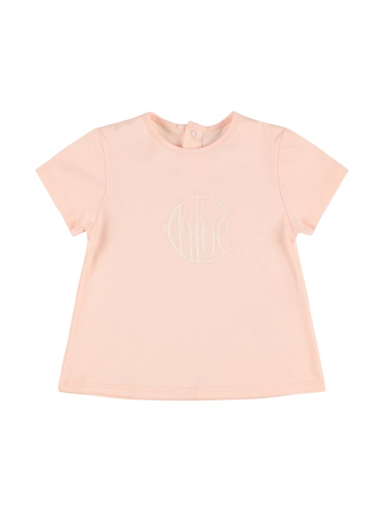 Chloé: コットンジャージーTシャツ - ピンク - kids-girls_0 | Luisa Via Roma