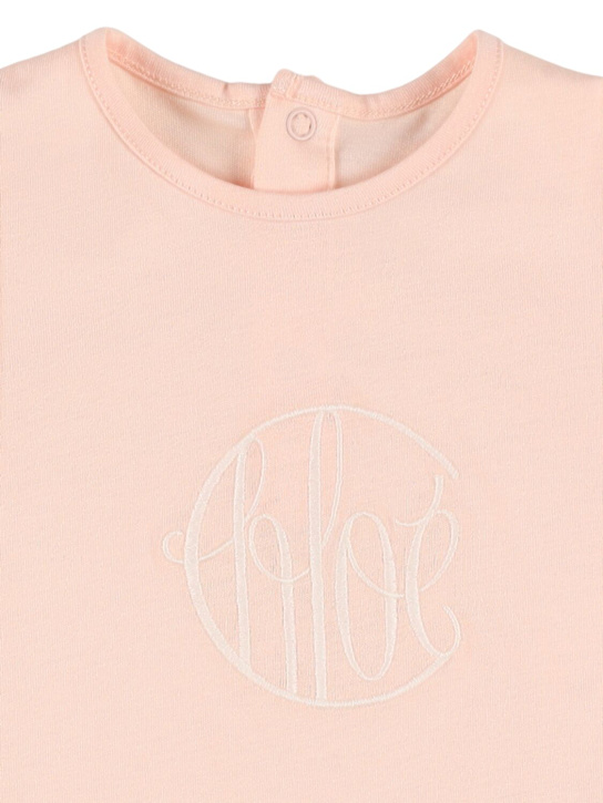 Chloé: コットンジャージーTシャツ - ピンク - kids-girls_1 | Luisa Via Roma