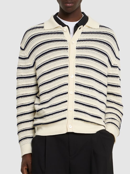 Dunst: Unisex open collared cardigan - Ivory - men_2 | Luisa Via Roma
