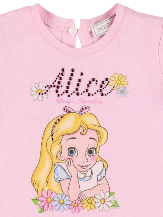 Monnalisa: T-shirt in jersey di cotone stampato - Rosa - kids-girls_1 | Luisa Via Roma