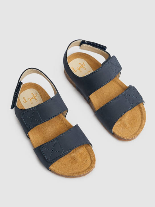 Il Gufo: Nubuck leather sandals - Blue - kids-boys_1 | Luisa Via Roma
