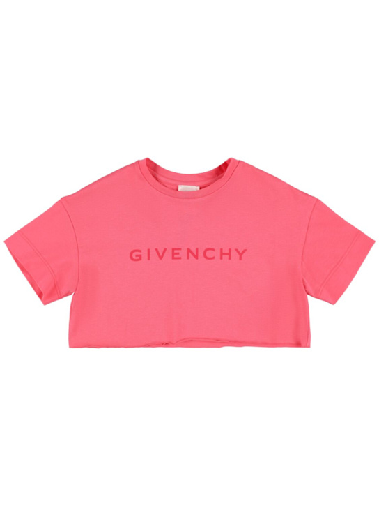 Givenchy: T-shirt in jersey di cotone stampato - Rosa - kids-girls_0 | Luisa Via Roma
