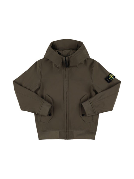 Stone Island Junior: フーデッドナイロンウインドブレーカー - ミリタリーグリーン - kids-boys_0 | Luisa Via Roma
