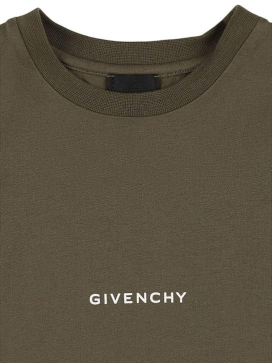 Givenchy: Embroidered cotton jersey t-shirt - Military Green - kids-boys_1 | Luisa Via Roma