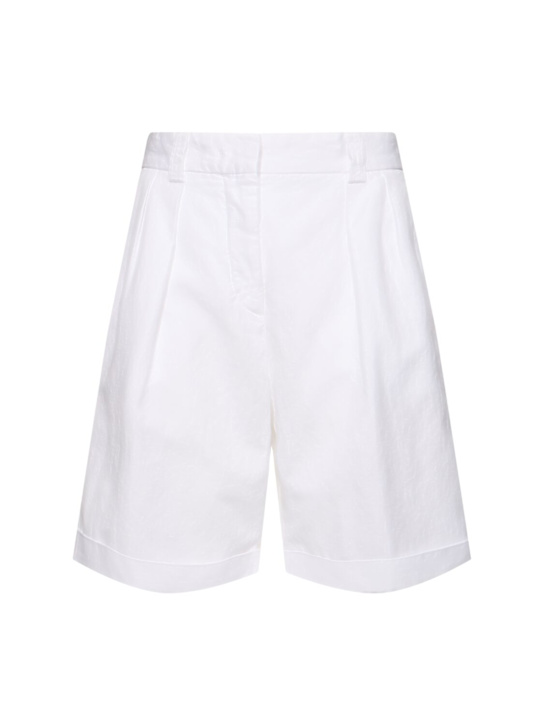 ASPESI: Cotton gabardine bermuda shorts - White - women_0 | Luisa Via Roma