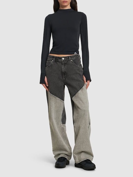 Jordan: Jeans Air Jordan in denim di cotone - Black/Flat Pewt - women_1 | Luisa Via Roma