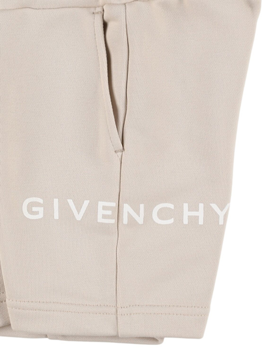 Givenchy: Cotton blend sweat shorts w/logo - Beige - kids-boys_1 | Luisa Via Roma