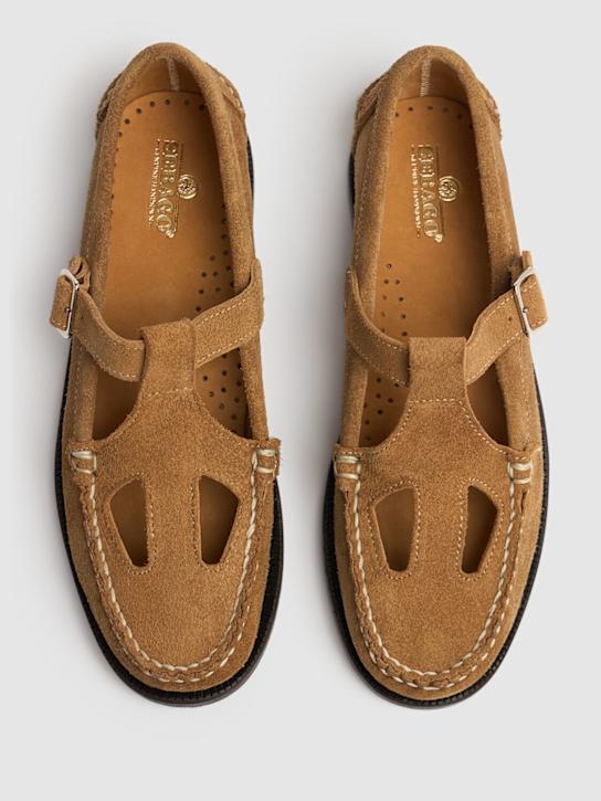 Sebago: Angelina suede loafers - Beige - women_2 | Luisa Via Roma