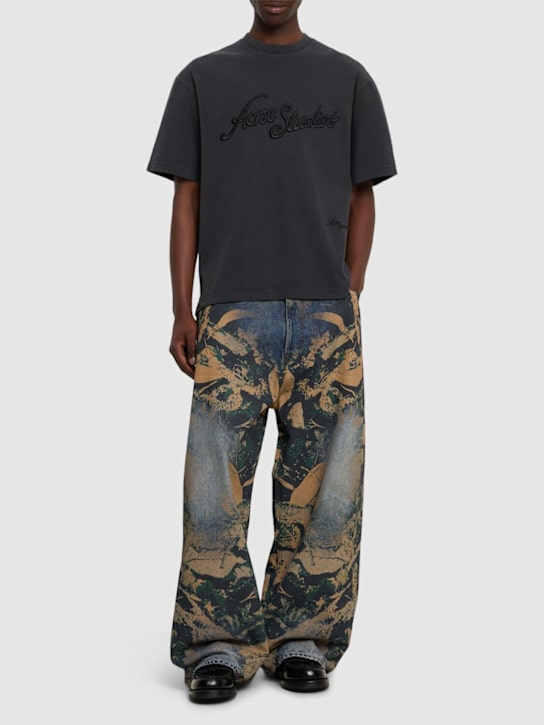 Acne Studios: Exford tourist logo piqué t-shirt - men_1 | Luisa Via Roma