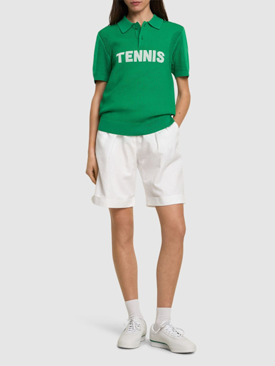 LACOSTE: Lenny ribbed viscose blend polo top - women_1 | Luisa Via Roma