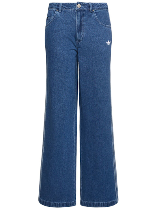 adidas Originals: 3-Stripe denim wide pants - women_0 | Luisa Via Roma