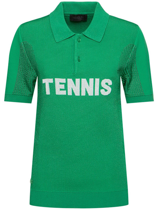 LACOSTE: Lenny ribbed viscose blend polo top - women_0 | Luisa Via Roma