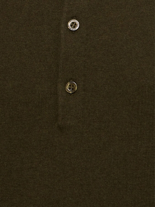 Frescobol Carioca: Teo buttoned cotton blend l/s polo - Seawood - men_4 | Luisa Via Roma