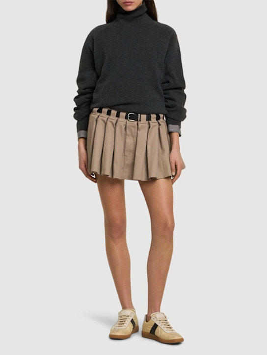 Alexander Wang: プリーツ入りワークテイスト ドリルミニスカート - カーキ - women_1 | Luisa Via Roma